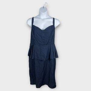 Eloquii Sheath Denim Dress Sweetheart Neckline Peplum Waist New Women’s Size 12